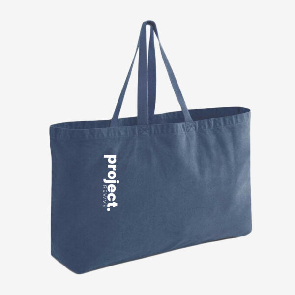 Garment Dyed Oversized Tote Bag - printed  Project Revive in white Thumbnail