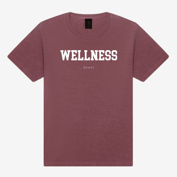 Heavyweight Washed Tee - printed WELLNESS Revive in white Thumbnail