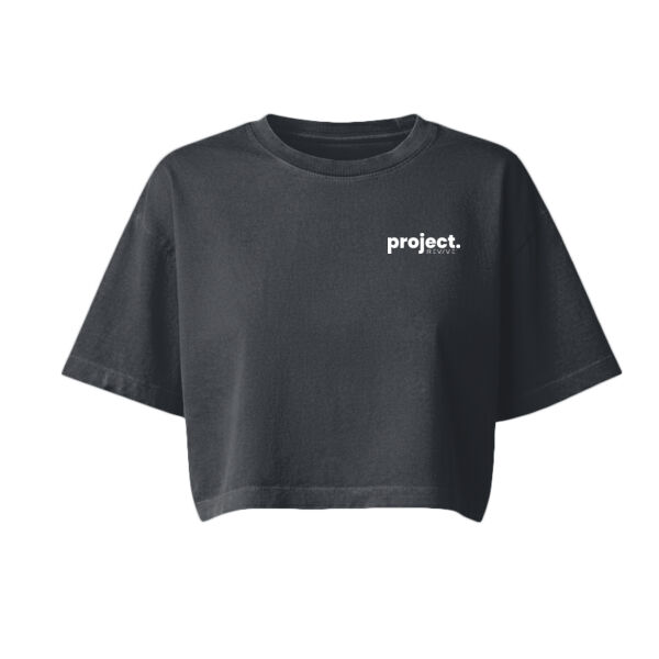 Print - Eat Sleep Project White - Women's Heavyweight Washed Cropped Tee Thumbnail