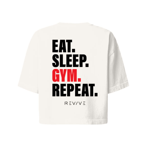 Print - Eat Sleep Revive Black - Women's Heavyweight Washed Cropped Tee Thumbnail