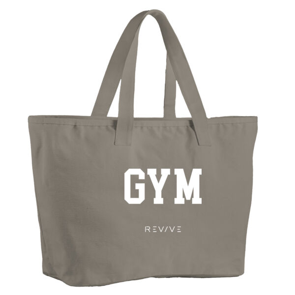 Print - GYM white  - Oversized Heavy Duty Canvas Tote Bag Thumbnail