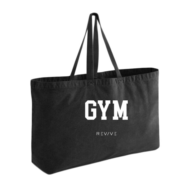 Print - GYM white  - Garment Dyed Oversized Tote Bag Thumbnail
