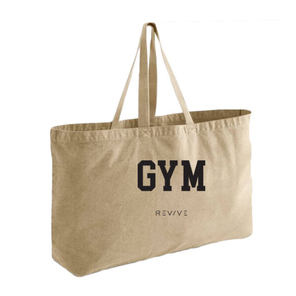 Print - GYM black - Garment Dyed Oversized Tote Bag Thumbnail