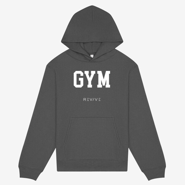 Heavy Pullover Hoodie - printed GYM Revive  in white Thumbnail