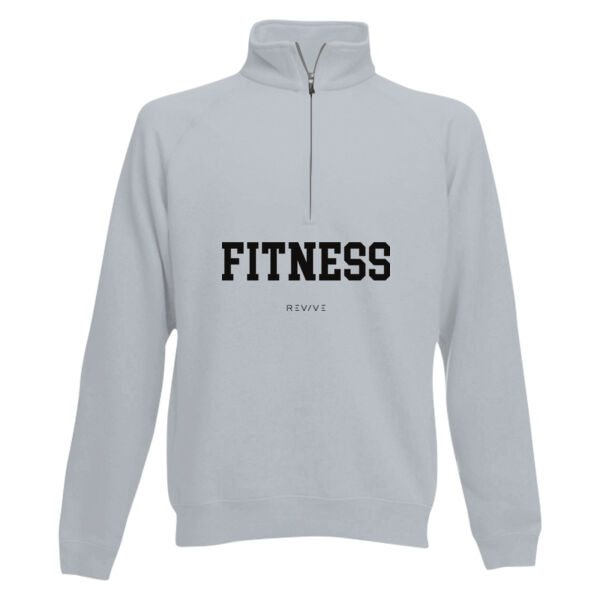 Print - FITNESS Black - Men's Classic Zip Neck Sweat Thumbnail