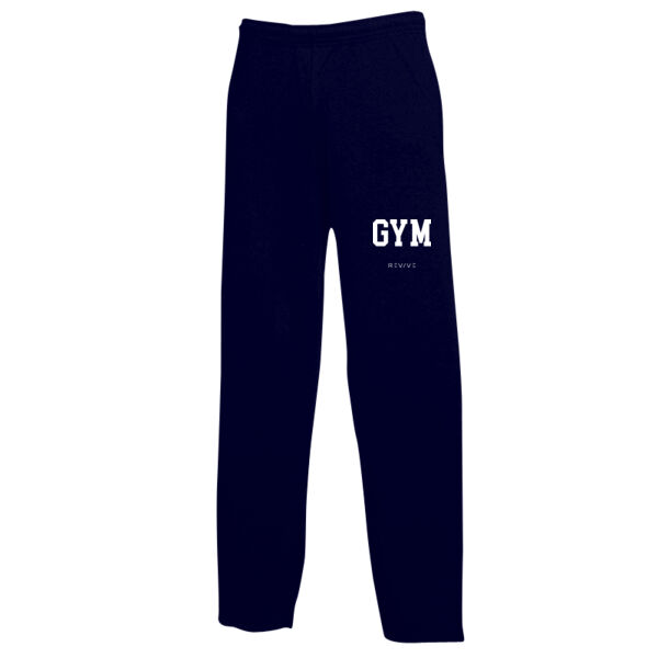 Print - GYM White - Men's Classic Open Hem Jog Pants Thumbnail