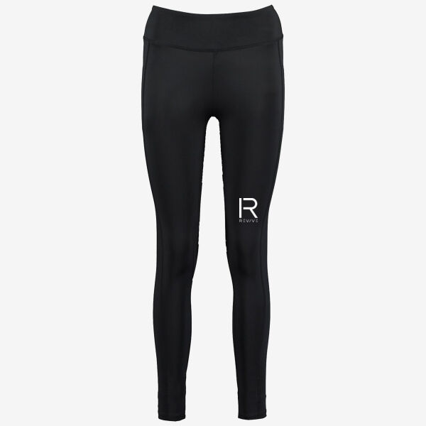 Revive Active Gym Full Length Leggings - White Logo Large R Revive Thumbnail