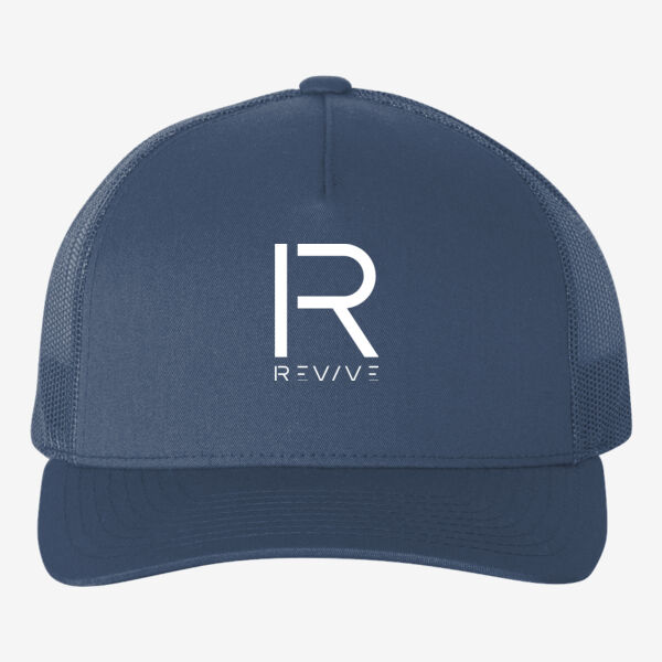 Print - Large R Revive White - 5 Panel Retro Trucker Cap Thumbnail