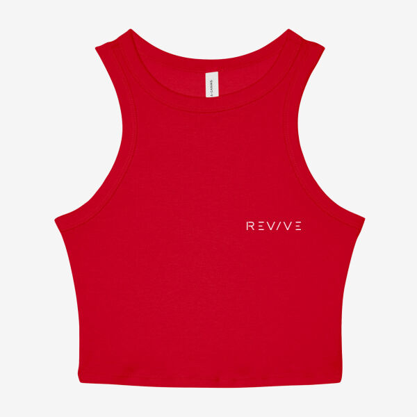 Women's Micro Rib Racer Tank - printed  Revive in white Thumbnail