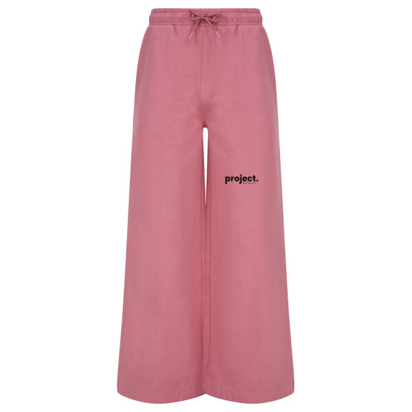 Women's sustainable fashion wide leg joggers - printed Project Revive in black Thumbnail