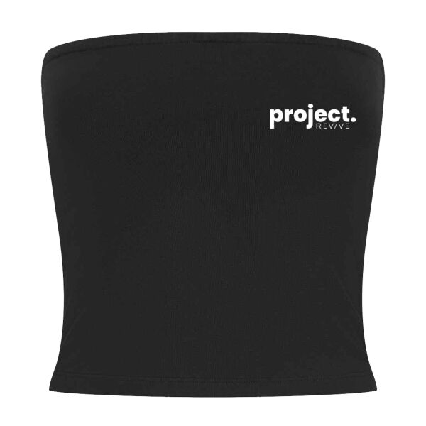 Women’s bandeau top - printed Project Revive in white Thumbnail
