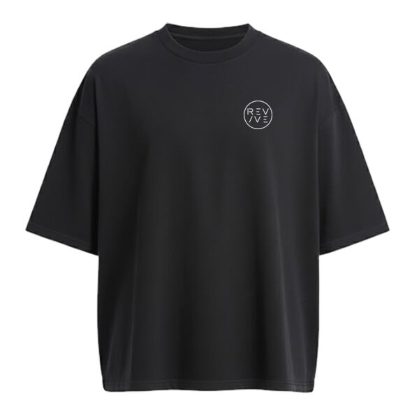 AWDis 240 boxy cropped T - printed Revive Circle with Revive at right sleeve in white Thumbnail
