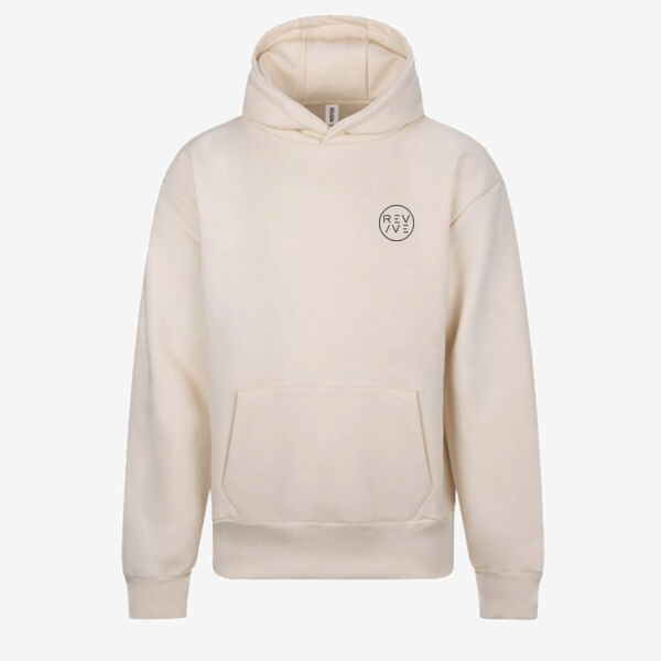 Signature heavyweight hoodie - printed Revive Circle in black Thumbnail