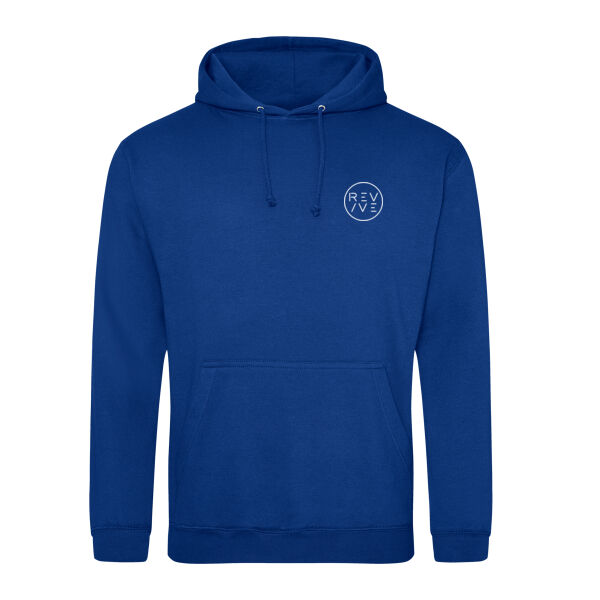 College hoodie - printed Revive Circle with Revive at right sleeve in white Thumbnail