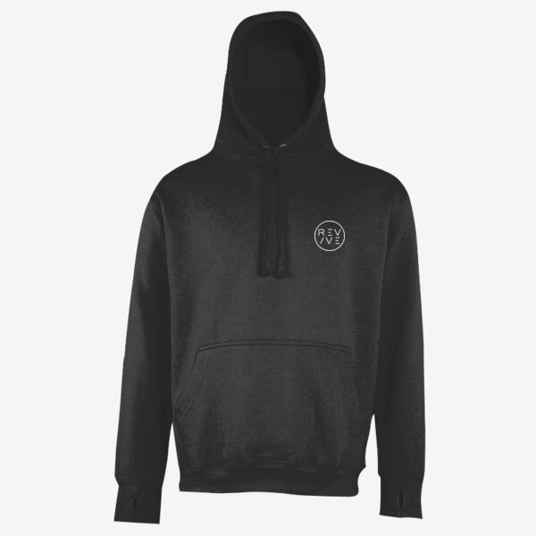 Street hoodie - printed Revive Circle with Revive at right sleeve in white Thumbnail