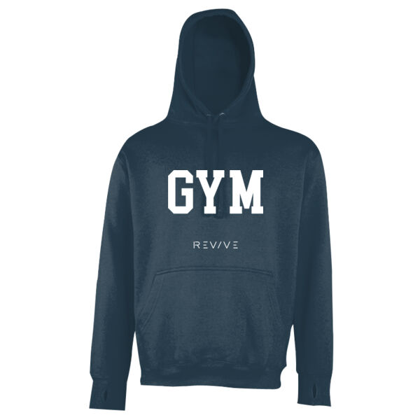 Street hoodie - printed GYM Revive with Revive at right sleeve in white Thumbnail